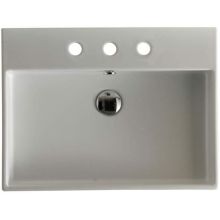 Unlimited 23-5/8" Rectangular Ceramic Vessel or Wall Mounted Bathroom Sink with Overflow and 3 Faucet Holes at 8" Centers