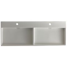 Ceramica I 47-1/5" Double Basin Vessel or Wall Mounted Bathroom Sink with Two Faucet Holes - Includes Overflow
