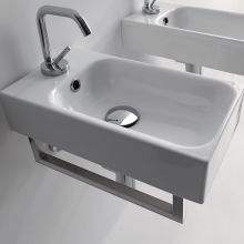 9-13/16" Ceramic Wall Mounted / Vessel Bathroom Sink with One Faucet Hole - Includes Overflow