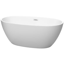 Juno 59" Free Standing Acrylic Soaking Tub with Center Drain, Drain Assembly, and Overflow