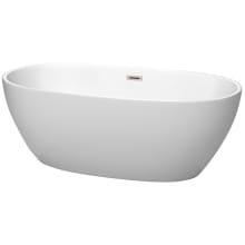 Juno 63" Free Standing Acrylic Soaking Tub with Center Drain, Drain Assembly, and Overflow