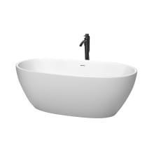 Juno 63" Free Standing Acrylic Soaking Tub with Center Drain, Drain Assembly, and Overflow - Includes Floor Mounted Tub Filler with Hand Shower