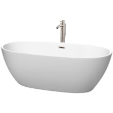 Juno 67" Free Standing Acrylic Soaking Tub with Center Drain, Drain Assembly, and Overflow - Includes Floor Mounted Tub Filler with Hand Shower
