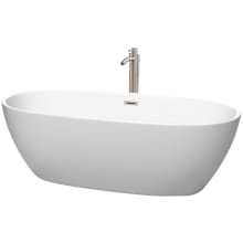 Juno 71" Free Standing Acrylic Soaking Tub with Center Drain, Drain Assembly, and Overflow - Includes Floor Mounted Tub Filler with Hand Shower