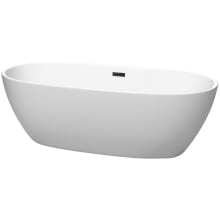 Juno 71" Free Standing Acrylic Soaking Tub with Center Drain, Drain Assembly, and Overflow