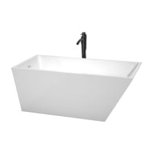Hannah 59" Free Standing Acrylic Soaking Tub with Reversible Drain, Drain Assembly, and Overflow - Includes Floor Mounted Tub Filler with Hand Shower