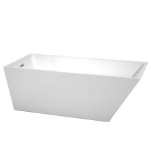 Hannah 67" Free Standing Acrylic Soaking Tub with Reversible Drain, Drain Assembly, and Overflow