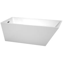 Hannah 67" Free Standing Acrylic Soaking Tub with Reversible Drain, Drain Assembly, and Overflow