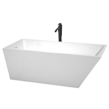 Hannah 67" Free Standing Acrylic Soaking Tub with Reversible Drain, Drain Assembly, and Overflow - Includes Floor Mounted Tub Filler with Hand Shower