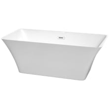 Tiffany 59" Free Standing Acrylic Soaking Tub with Center Drain, Drain Assembly, and Overflow