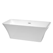 Tiffany 67" Free Standing Acrylic Soaking Tub with Center Drain, Drain Assembly, and Overflow
