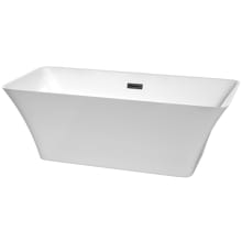 Tiffany 67" Free Standing Acrylic Soaking Tub with Center Drain, Drain Assembly, and Overflow