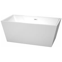 Sara 59" Free Standing Acrylic Soaking Tub with Center Drain, Drain Assembly, and Overflow