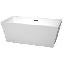 Sara 63" Free Standing Acrylic Soaking Tub with Center Drain, Drain Assembly, and Overflow