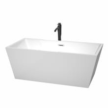 Sara 63" Free Standing Acrylic Soaking Tub with Center Drain, Drain Assembly, and Overflow - Includes Floor Mounted Tub Filler with Hand Shower