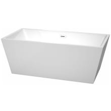 Sara 63" Free Standing Acrylic Soaking Tub with Center Drain, Drain Assembly, and Overflow