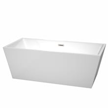 Sara 67" Free Standing Acrylic Soaking Tub with Center Drain, Drain Assembly, and Overflow