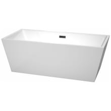 Sara 67" Free Standing Acrylic Soaking Tub with Center Drain, Drain Assembly, and Overflow