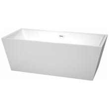 Sara 67" Free Standing Acrylic Soaking Tub with Center Drain, Drain Assembly, and Overflow