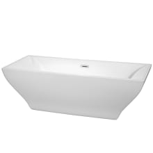 Maryam 72" Free Standing Acrylic Soaking Tub with Center Drain, Drain Assembly, and Overflow