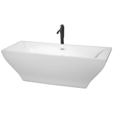 Maryam 72" Free Standing Acrylic Soaking Tub with Center Drain, Drain Assembly, and Overflow - Includes Floor Mounted Tub Filler with Hand Shower