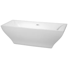 Maryam 72" Free Standing Acrylic Soaking Tub with Center Drain, Drain Assembly, and Overflow