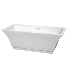 Galina 67" Free Standing Acrylic Soaking Tub with Center Drain, Drain Assembly, and Overflow