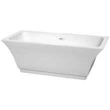 Galina 67" Free Standing Acrylic Soaking Tub with Center Drain, Drain Assembly, and Overflow