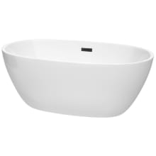 Juno 59" Free Standing Acrylic Soaking Tub with Center Drain, Drain Assembly, and Overflow