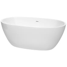 Juno 59" Free Standing Acrylic Soaking Tub with Center Drain, Drain Assembly, and Overflow