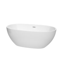 Juno 63" Free Standing Acrylic Soaking Tub with Center Drain, Drain Assembly, and Overflow