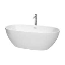 Juno 67" Free Standing Acrylic Soaking Tub with Center Drain, Drain Assembly, and Overflow - Includes Floor Mounted Tub Filler with Hand Shower