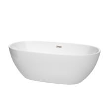 Juno 67" Free Standing Acrylic Soaking Tub with Center Drain, Drain Assembly, and Overflow