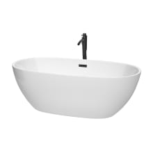 Juno 67" Free Standing Acrylic Soaking Tub with Center Drain, Drain Assembly, and Overflow - Includes Floor Mounted Tub Filler with Hand Shower