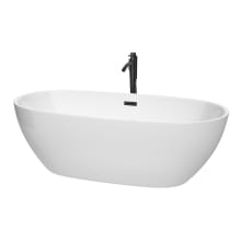 Juno 71" Free Standing Acrylic Soaking Tub with Center Drain, Drain Assembly, and Overflow - Includes Floor Mounted Tub Filler with Hand Shower