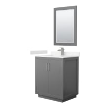 Icon 30" Free Standing Single Basin Vanity Set with Cabinet, Cultured Marble Vanity Top, and Framed Mirror