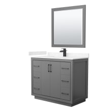Icon 42" Free Standing Single Basin Vanity Set with Cabinet, Cultured Marble Vanity Top, and Framed Mirror