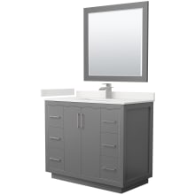 Icon 42" Free Standing Single Basin Vanity Set with Cabinet, Quartz Vanity Top, and Framed Mirror