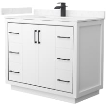 Icon 42" Free Standing Single Basin Vanity Set with Cabinet and Cultured Marble Vanity Top