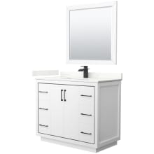 Icon 42" Free Standing Single Basin Vanity Set with Cabinet, Quartz Vanity Top, and Framed Mirror