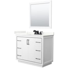 Icon 42" Free Standing Single Basin Vanity Set with Cabinet, Quartz Vanity Top, and Framed Mirror