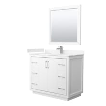 Icon 42" Free Standing Single Basin Vanity Set with Cabinet, Cultured Marble Vanity Top, and Framed Mirror