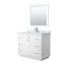 Icon 42" Free Standing Single Basin Vanity Set with Cabinet, Marble Vanity Top, and Framed Mirror