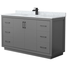 Icon 60" Free Standing Single Basin Vanity Set with Cabinet and Marble Vanity Top