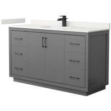 Icon 60" Free Standing Single Basin Vanity Set with Cabinet and Quartz Vanity Top