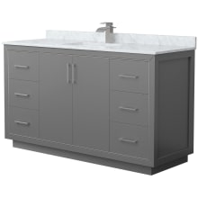 Icon 60" Free Standing Single Basin Vanity Set with Cabinet and Marble Vanity Top
