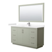 Icon 60" Free Standing Single Basin Vanity Set with Cabinet, Cultured Marble Vanity Top, and Framed Mirror