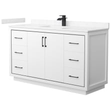 Icon 60" Free Standing Single Basin Vanity Set with Cabinet and Cultured Marble Vanity Top