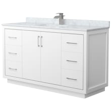 Icon 60" Free Standing Single Basin Vanity Set with Cabinet and Marble Vanity Top