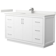 Icon 60" Free Standing Single Basin Vanity Set with Cabinet and Quartz Vanity Top
